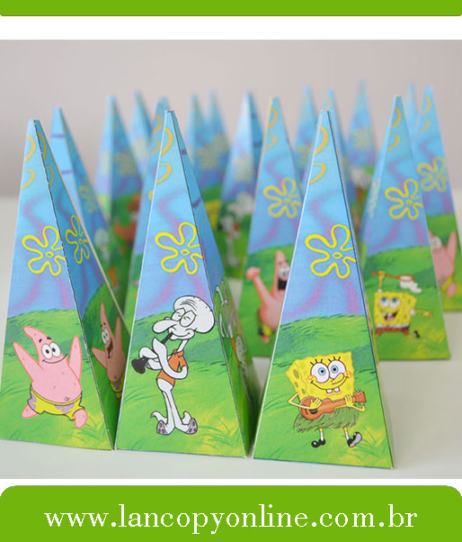 10 Caixas Piramide Personalizada - Bob Esponja - Lembrancinha Infantil -  Mesversario